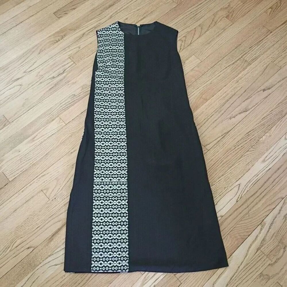 Black & Silver Long Dress Embroidered - Back Zip A-Line Casual Asian Side Slits